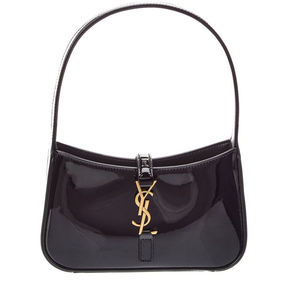 Saint Laurent Le 5 A 7 Mini Patent Hobo Bag, Black